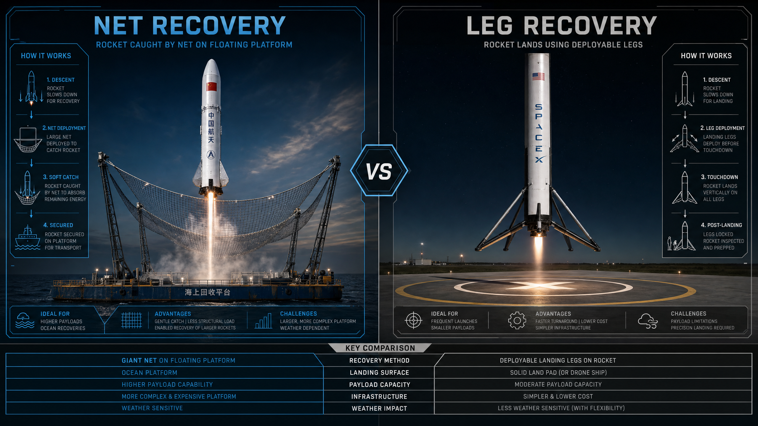火箭回收技術對比:中國 vs SpaceX